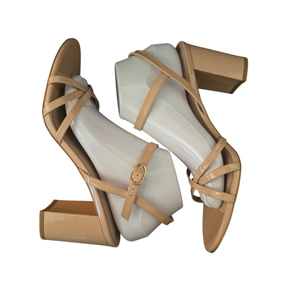 Stuart Weitzman Starla Strappy Block Heel Sandal Golden Beige, Size 10 WORN ONCE - Picture 8 of 11